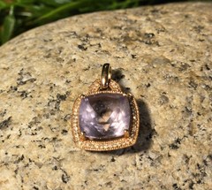 VINTAGE ROSE GOLD TONED 925 & CHAMPAGNE COLORED DIAMOND PENDANT 3.6G