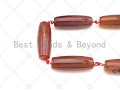 Natural Orange Red Agate Barrel Spacer Beads, Dark Red Agate Spacer Beads, Tibet