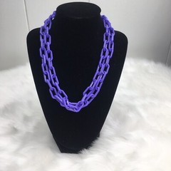NEW Bell Charm Plastic Link Chain Necklace Costume Deadstock Vintage Retro 1980s