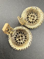 Vintage Judy Lee Clip On Earrings Fruit Salad Rhinestone Gold Tone