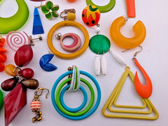 vintage 60s 70s Single Earrings Lot groovy mod gogo pop art MCM craft harvest Y2