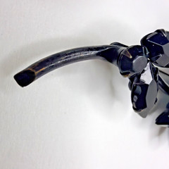 VTG MidCentury Black Rhinestone Flower Brooch Pin Open Back Japanned Daisy AS-IS
