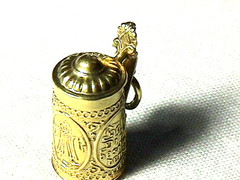 Beer Stein Charm Germany Vintage 1950s 14K Solid Gold Signed 21 MM X 10 MM 2.3g