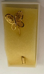 Vintage Gold Butterfly Brooch Set, Flowers On Wings, Earrings, Pin