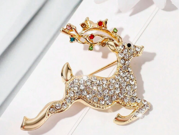 BROOCH-Christmas Reindeer Full Rhinestone Luxurious Brooch