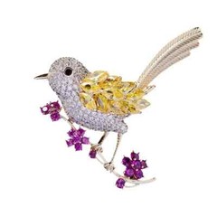 Adorable Colorful Brooch Pin Flower Bird Shiny Zircon Fashion Women Gift Party