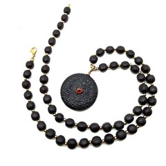 Fancy black cherry amber necklace with pendant 24.6g