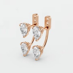 Front Back Drop Jacket Earrings Pear Cut Lab Grown Diamond Prong Setting