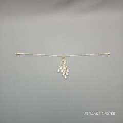 Vintage Clear Rhinestones and Faux Pearls Dangle Tassel Necklace & Bracelet Set