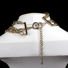 Vintage Juicy Couture Chunky Necklace 3 Row Clear Crystals Gold-tone Y2K Rare