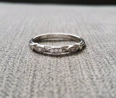 Vintage Art Deco Style 1.5 Ct Lab Created Diamond 14k White Gold FN Wedding Band