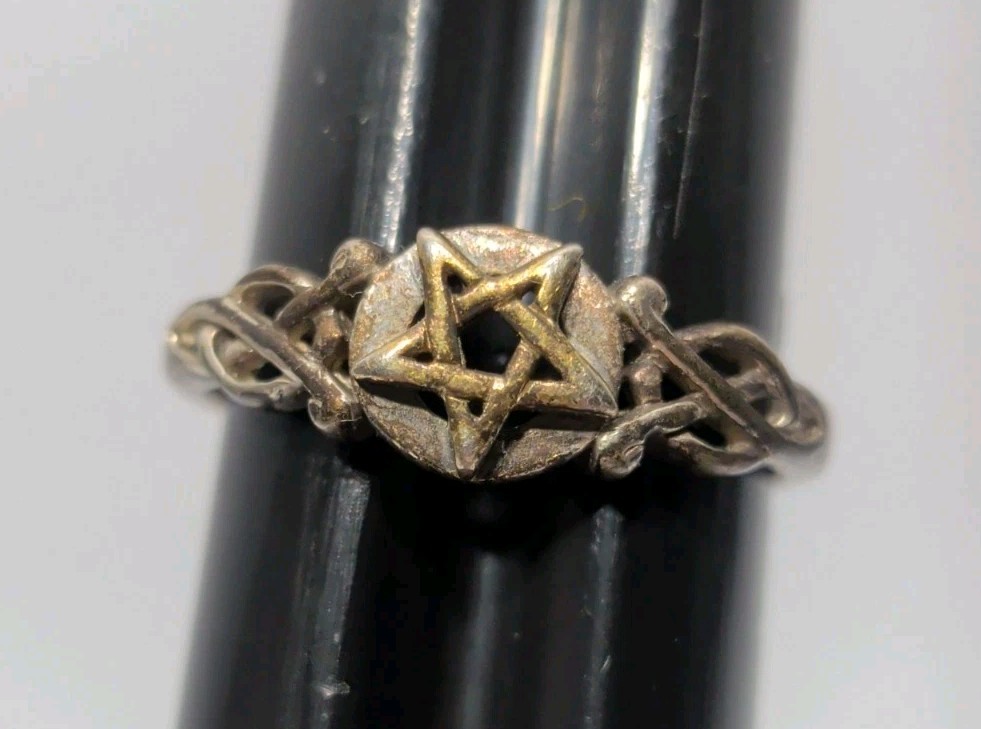 ✨VINTAGE✨ 925 Sterling Silver PSCL Peter Stone Signed Celtic Band Ring Size 8.75