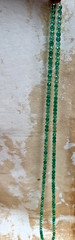 Vintage Green Glass Crystal Bead Faceted Long Necklace 46″ Gorgeous Sparkle!