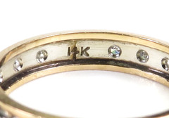 Antique 1920’s Eternity Wedding Band 14K Two Tone Gold Ring Sz 7.25 UK-O EGL USA
