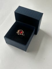 Vintage Red Cubic Zirconia Ring Gold Plated Womens Size 7.5