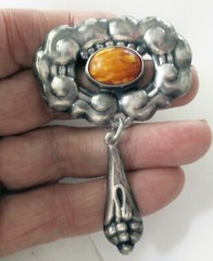 2 7/8 INCH 1910 SKONVIRKE JENSEN & AKERLUND DENMARK 830 STERLING SILVER BROOCH