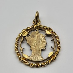 1940’s Mercury Silver Dime Cut-Out Pendant Vintage Goddess Toga