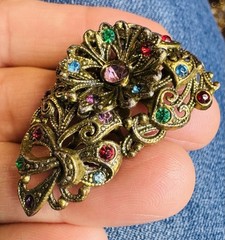 Vintage Art Deco NE New England Glass Works Rhinestone Dress Clip