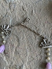 Vintage Necklace Beaded Lavender Lilac Pearl Faceted Silver Tone