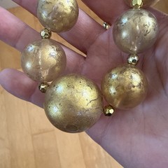 GOLD GLASS BEAD NECKLACE VINTAGE