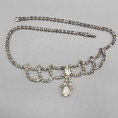 Vintage Rhinestone Necklace Swag Drape Dangle Choker 15 Inch