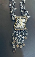 Elegant Vintage Style Necklace features Antique Natural White Stones