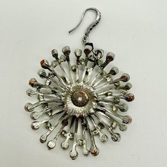 ZOE & SYD Silver Tone Starburst Dangle Earrings Statement Clear Rhinestones VNTG
