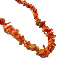 Vintage Coral Nugget Necklace Strand Salmon Goldtone 20” Long Boho chic
