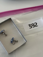 Vintage Blue Rhinestone Twist Clip On Earrings Pair Fast Shipping