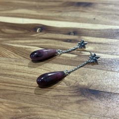 925 Sterling Silver Modern Boho Pink Gem Stone Drop Dangle Earrings
