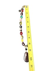 Vtg Oversized Chunky Beaded Teardrop Pendant Collar Necklace Purple Summer