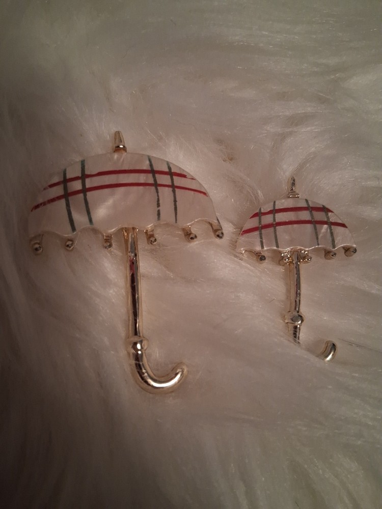 VINTAGE ABALONE SHELL UMBRELLA BROOCHES (SET OF 2)