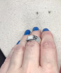 Vintage Sterling Silver 925 Opal Stone Wide Ring Sz 7.75 S195