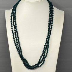 Designer Flapper Beaded Necklace Teal Green Fire Polished Czech Glass JM 78″