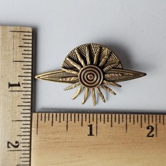 Vintage Mid Century Modern Atomic Sunburst Brooch Gold Tone Geometric Statement