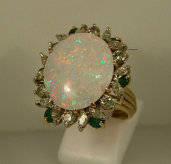 Natural Fire Opal Oval Cut Halo Engagement Ring 14K Yellow Gold Plated Silver