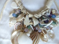 Statement Seashell Large Bib Necklace Woven Cord Unique Dangling Shells BOHO