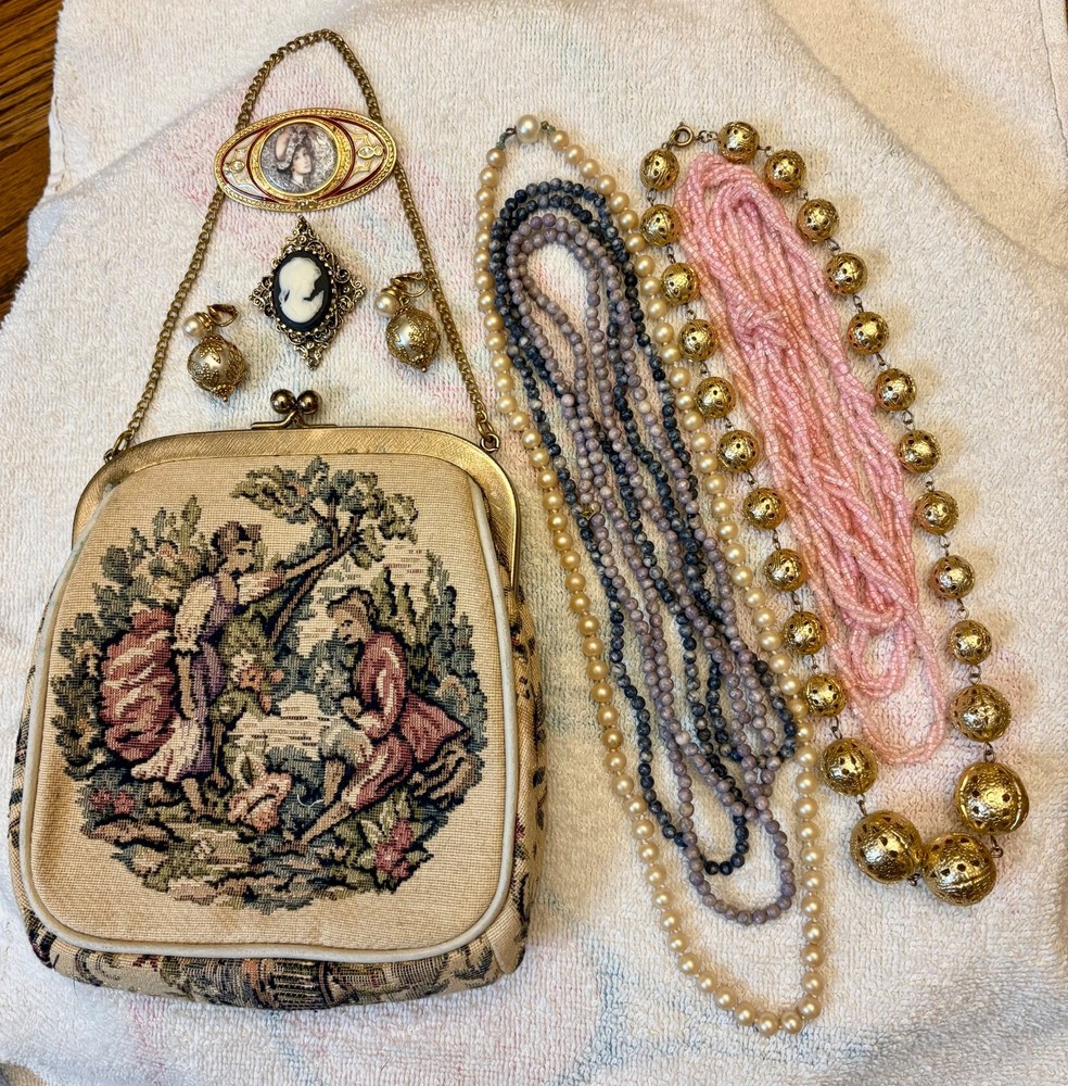 vintage estate jewelry and purse lot used