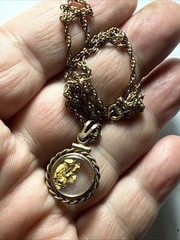 Necklace Encased 22k gold nuggets and 12k gold-filled rope border bezel & Chain