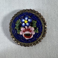 1 7/8” Micromosaic On Brass Marked Italy – Piece Of An Earring