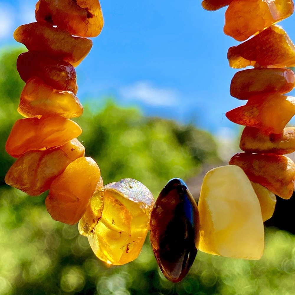 Vintage Baltic Amber Necklace 15.5” Choker Natural Raw Freeform Amber Beads