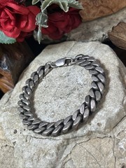 57. Vintage Sterling silver 925 Curb Link Chain Bracelet 7 3/8″. 50.8g. Unsx