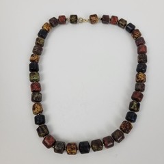 Vtg 60s~Scottish Style Almandine Garnet Beaded Necklace~Earthtones~18″