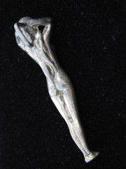 RARE Vintage 1970’s Sterling BEAUTIFUL NUDE WOMAN Pendant, 2″ tall, HAND CRAFTED