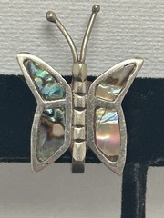 Vintage Mexico 925 Sterling Silver Abalone Butterfly Screw Back Earrings