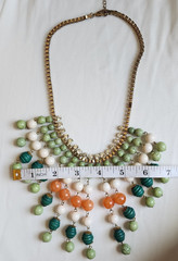 Beaded Necklace with Rhinestones Big Style Gold Tone