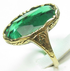Antique French 1920’s Green Stone 13KY Ring Size 5.5 UK-K1/2 9.26Ct Art Deco