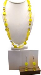 Lemony Yellow Lucite Parure, Cheerful Beads with Unique Pierced Styles on Single