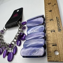 H6 Lot Purple Abalone Mother Pearl Stretch Chain Glam Paparazzi Retro Bracelets