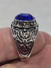 4pc Lot Size 12 Men US Army Military Rings Blue Sapphire Simulated Stone Bulk
